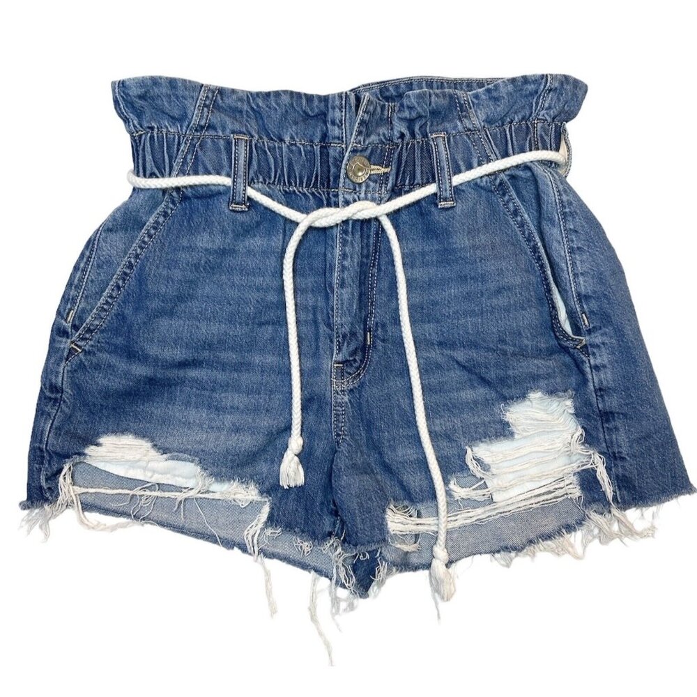 American Eagle Womens Jean ‘MOM Shorts’ Size 8 Belted Mom High Rise Waist ($60)